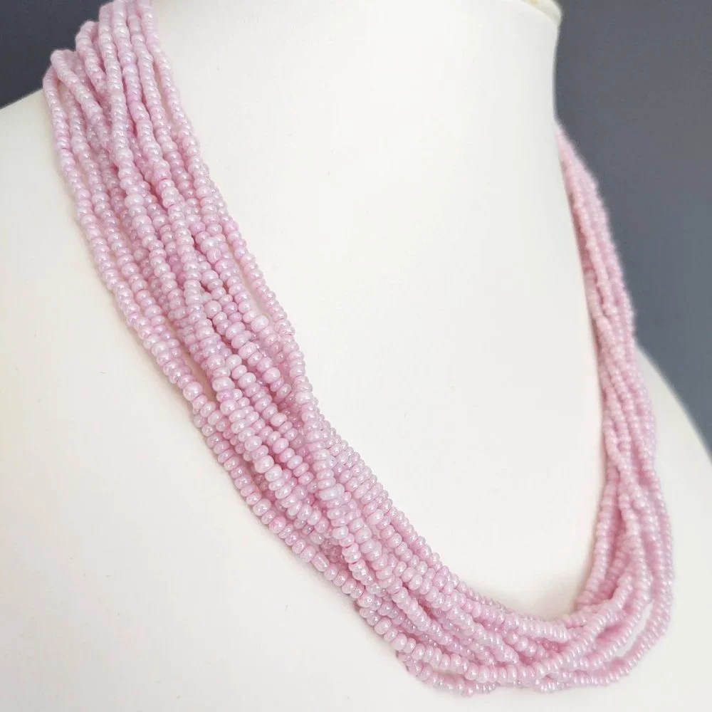 Ballet pink multi strand seed bead necklace